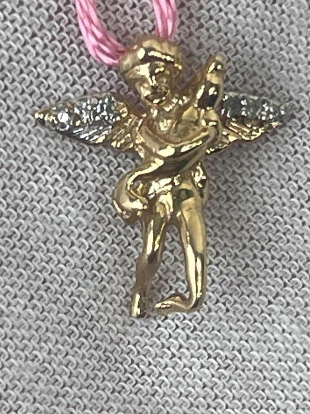 vtg made in Italy 2 gram 14k gold/6Diamond guardian angel pendant sparkly - Picture 11 of 16